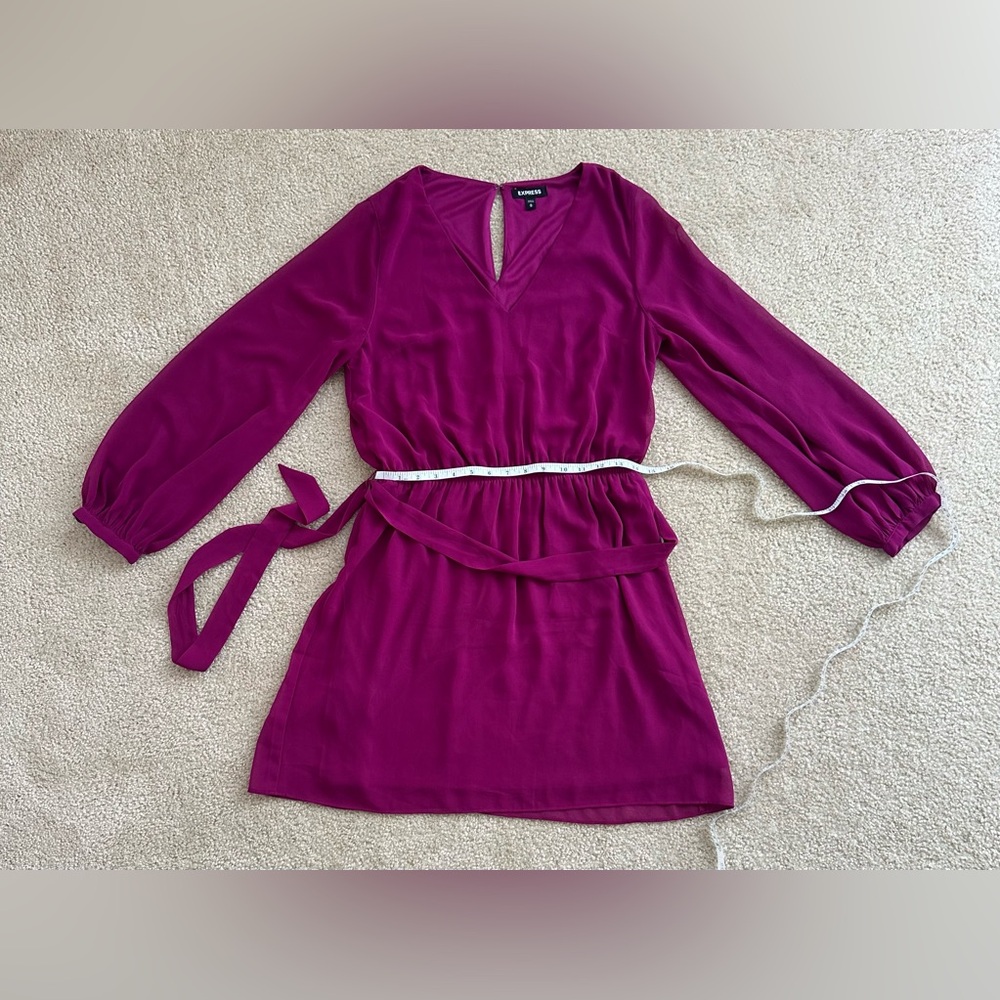 Women's EXPRESS Fuchsia Fit & Flare Dress Medium M 10 12 - Picture 2 of 4